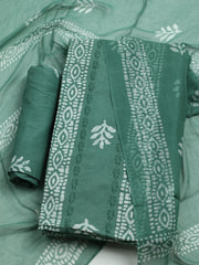 Printed Cotton Blend Unstitched Kurta With Pant & Dupatta
