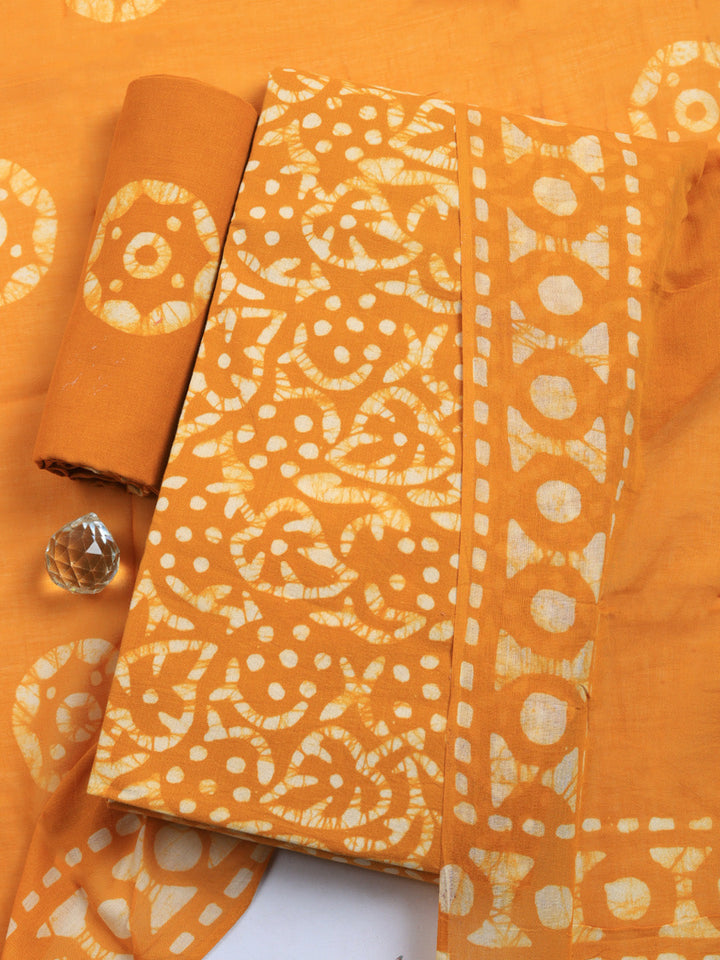 Printed Cotton Blend Unstitched Suit With Pant &amp; Dupatta