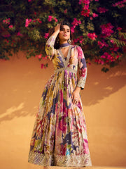 Embroidered Chinon Suit With Pant & Dupatta