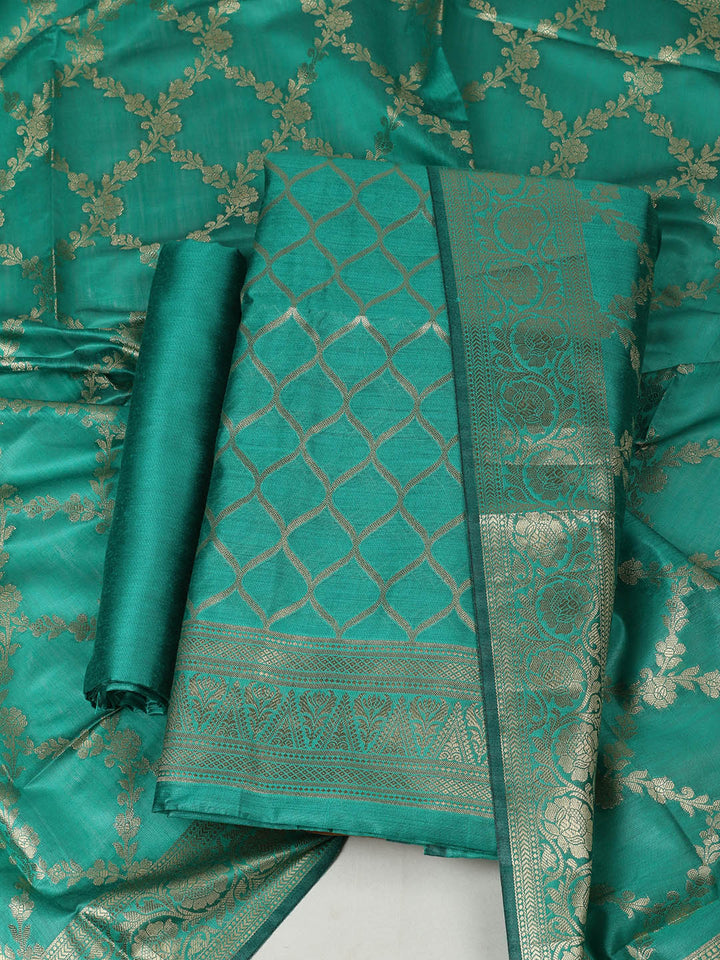 Woven Design Chanderi Unstitched Suit With Pant &amp; Dupatta