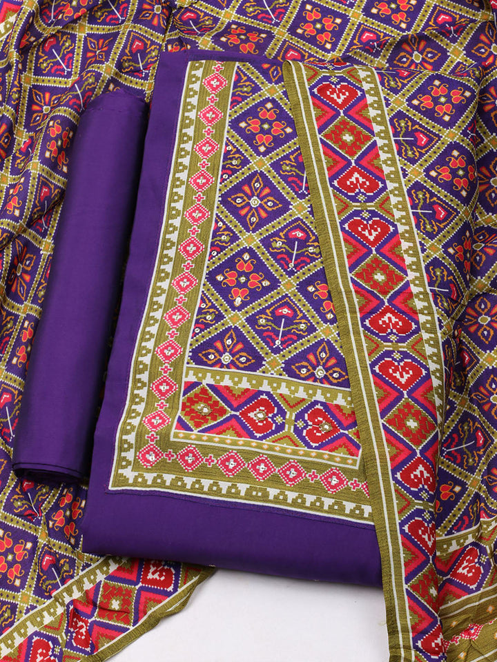 Printed Cotton Unstitched Suit With Dupatta