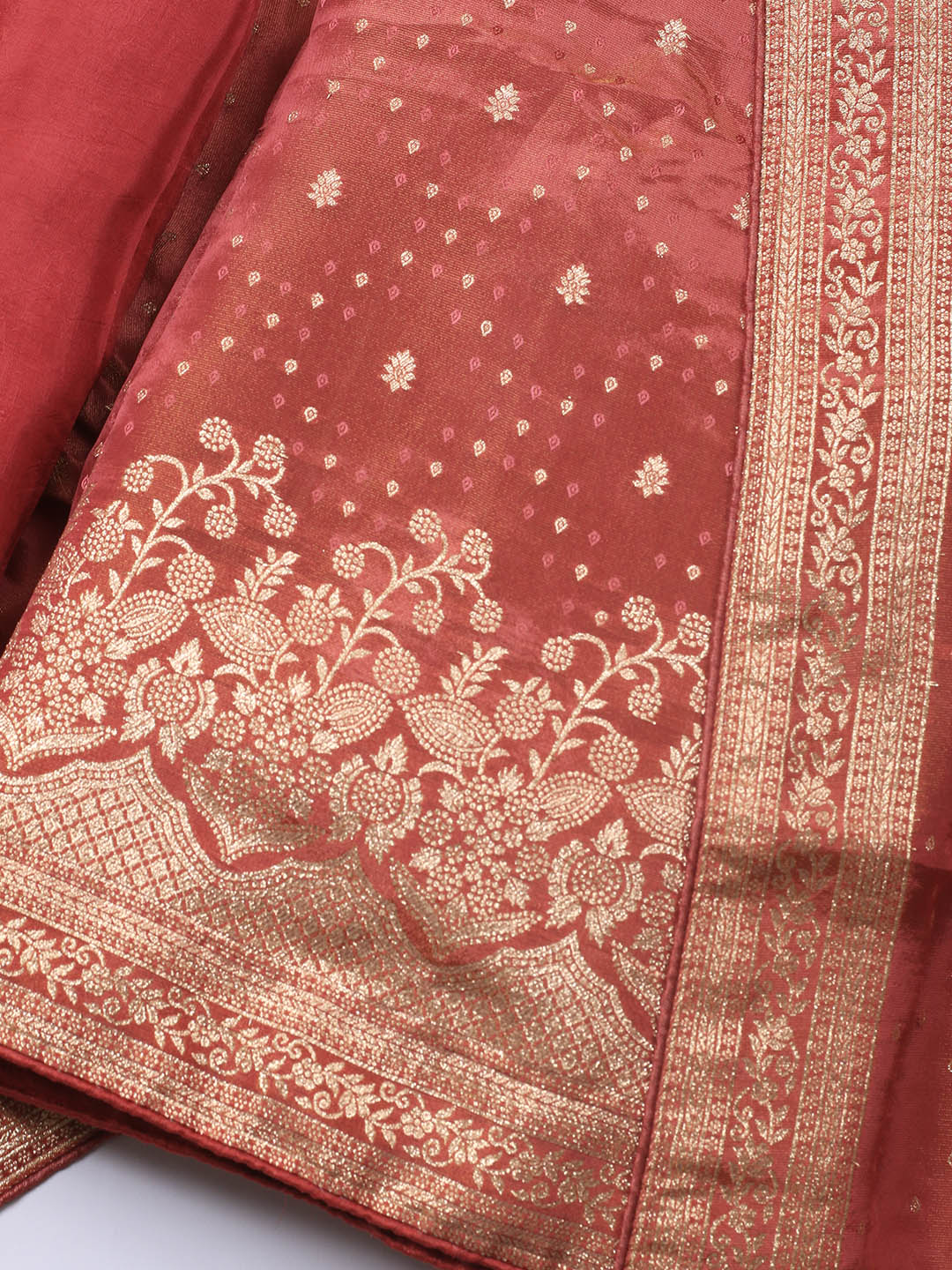 Embroidered Art Silk Unstitched Suit Piece With Dupatta