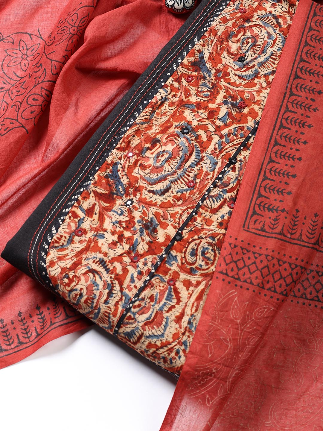 Printed Cotton Blend Unstitched Suit Piece With Dupatta