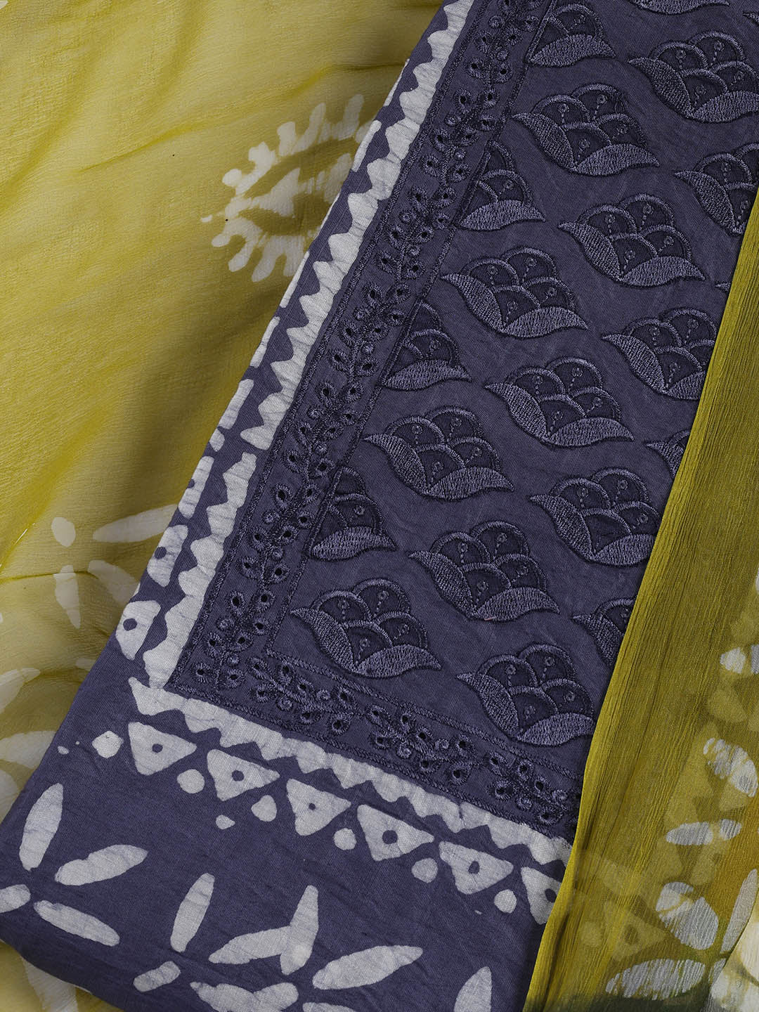Printed Cotton Blend Unstitched Suit With Dupatta