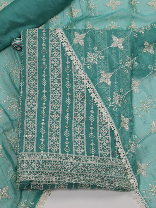 All Over Embroidery Chiffon Unstitched Suit Piece With Dupatta