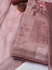 Floral Printed Linen Unstitched Suit With Dupatta