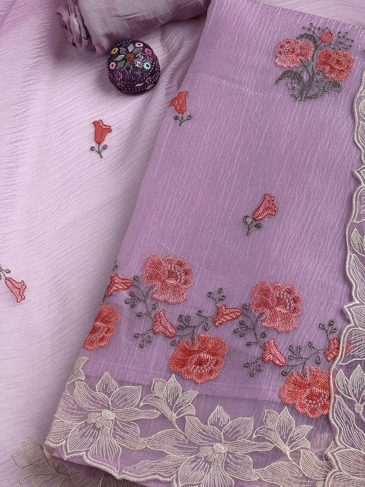Embroidery Tissue Unstitched Suit With Dupatta