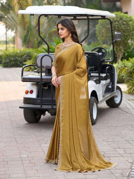 Sequins Embroidery Chiffon Saree