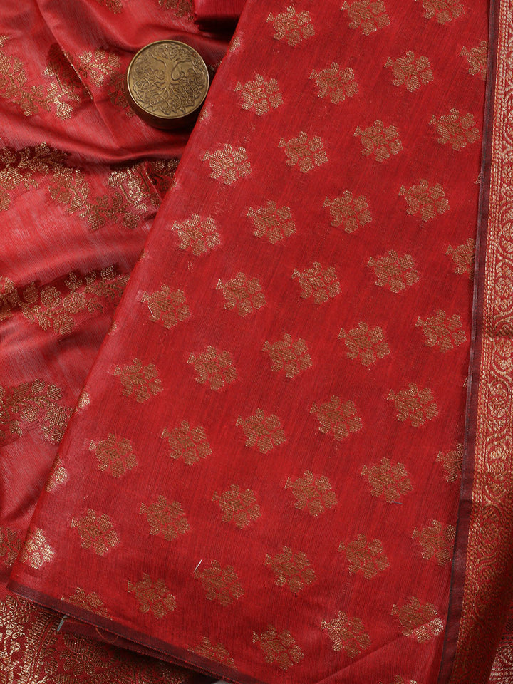 Woven Chanderi Unstitched Suit Piece With Dupatta