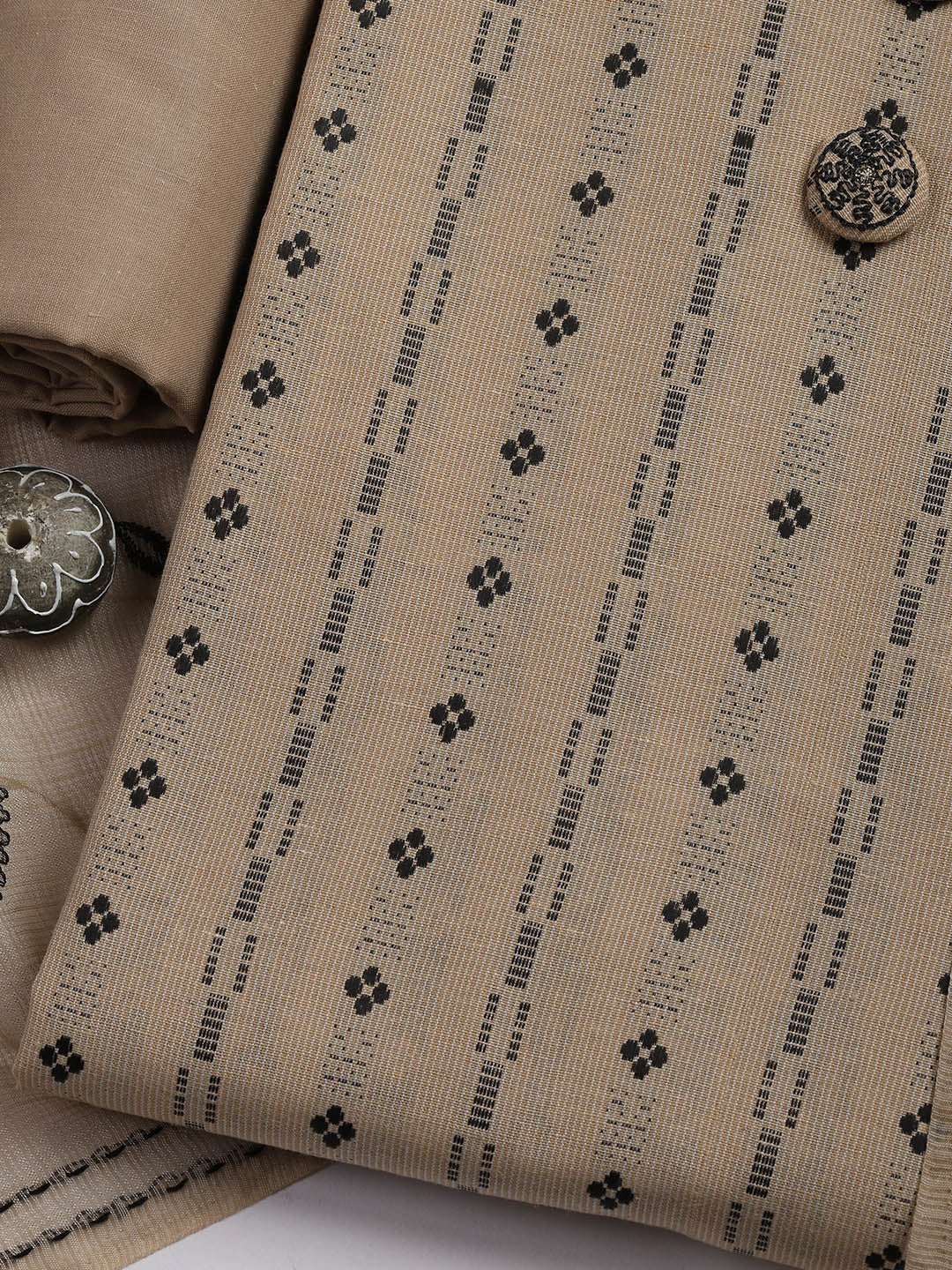 Woven Cotton Blend Unstitched Suit Piece With Dupatta