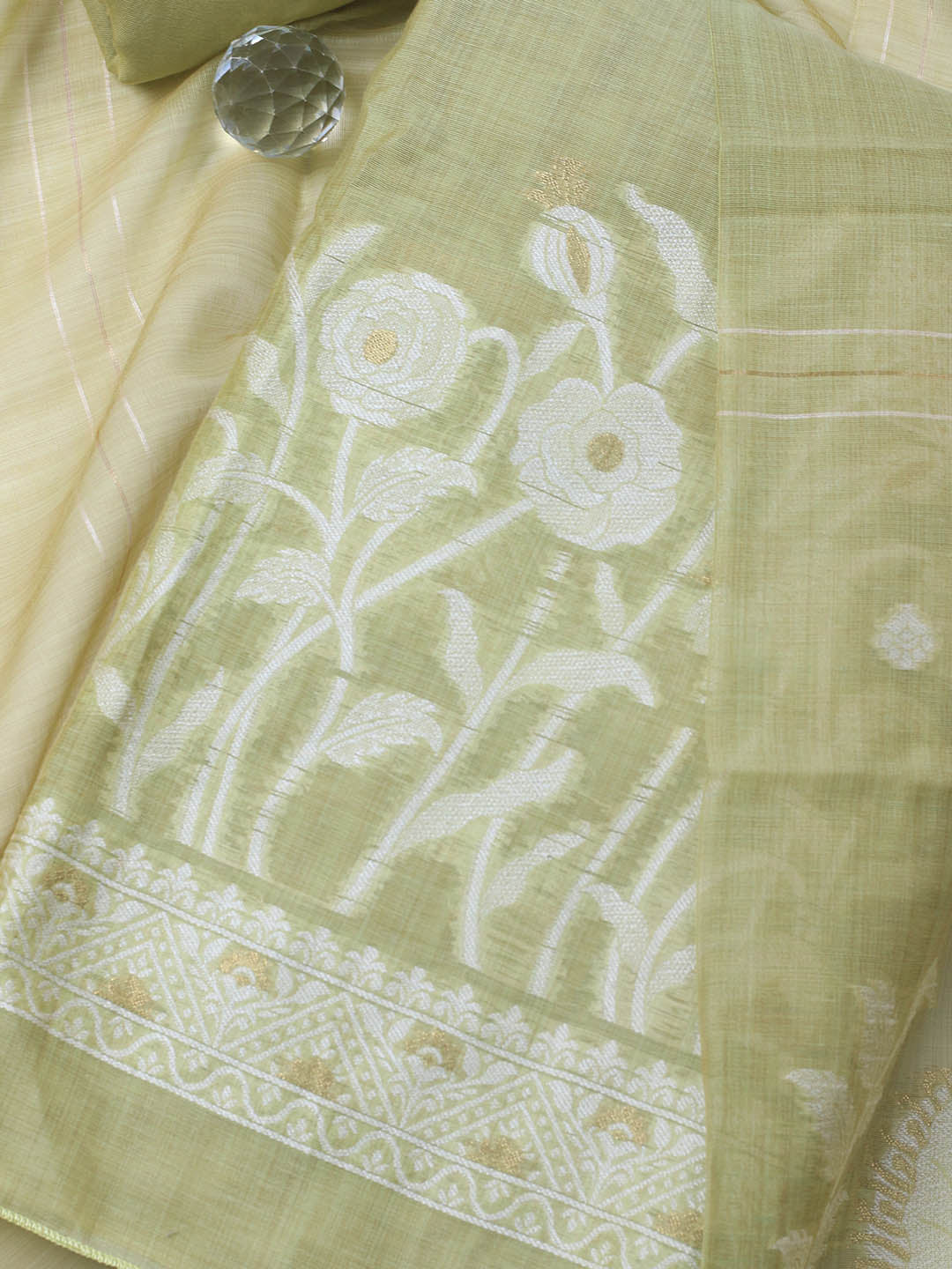 Neck Embroidery Chanderi Unstitched Suit With Dupatta