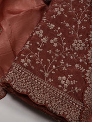 Embroidered OrganzaUnstitched Suit Piece With Dupatta