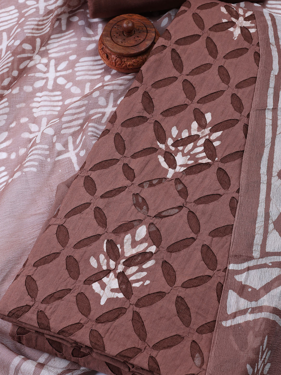 Printed Chanderi Unstitched Suit Piece With Dupatta