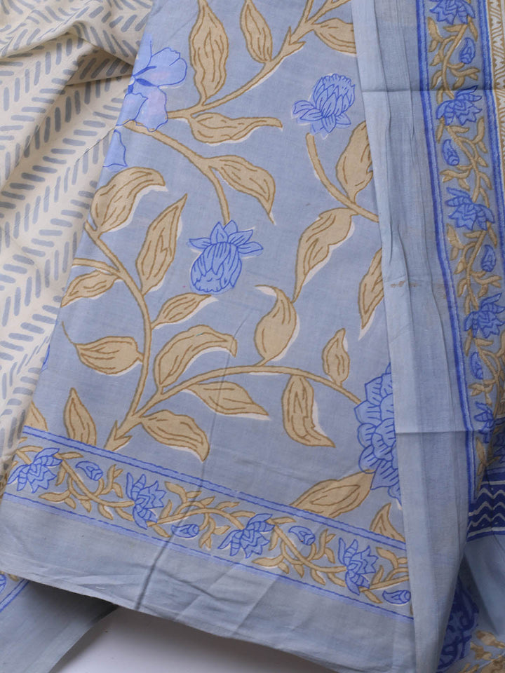 Printed Cotton Blend Unstitched Suit Piece With Dupatta