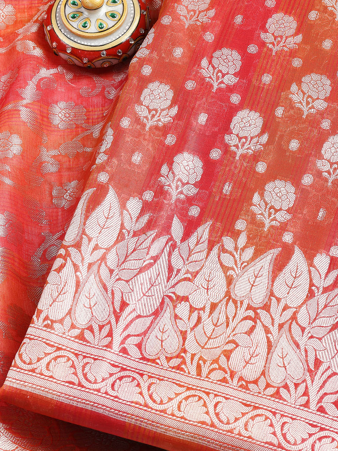 Woven Chanderi Unstitched Suit With Dupatta
