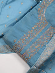 Neck Embroidered Tissue Unstitched Suit With Dupatta