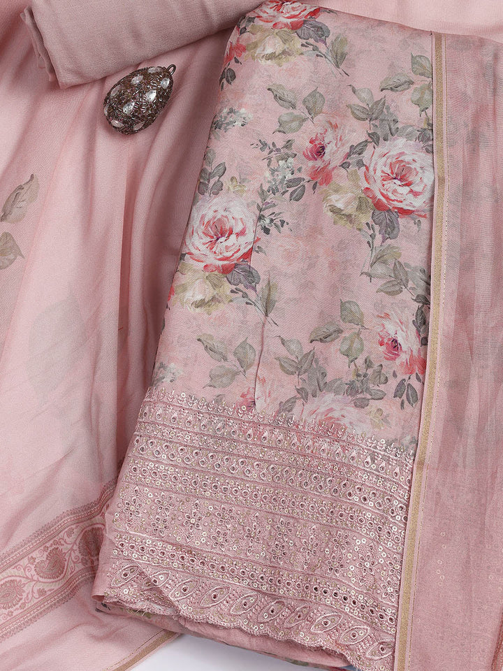 Printed Muslin Unstitched Suit With Dupatta