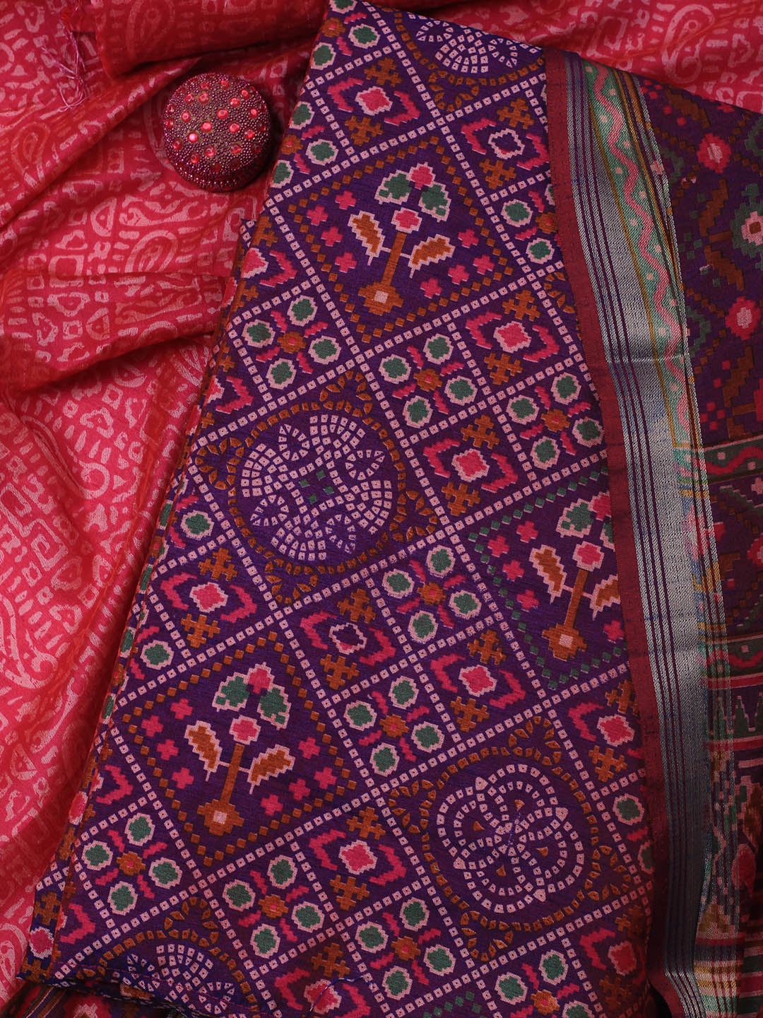 Art Silk Unstitched Suit Piece With Dupatta