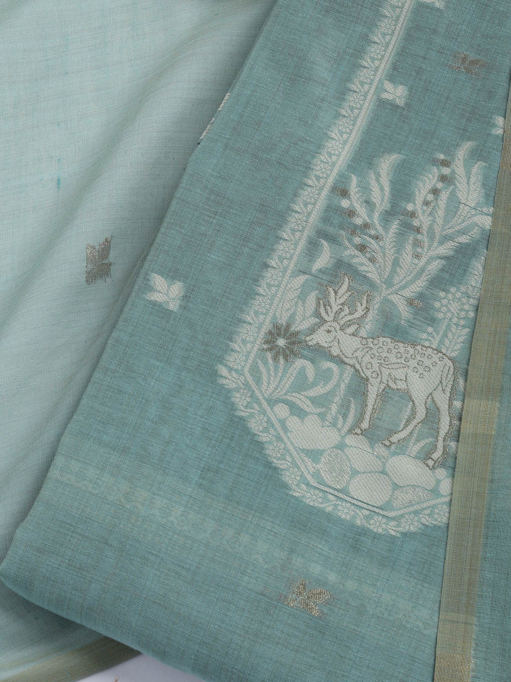 Woven Chanderi Unstitched Suit With Dupatta