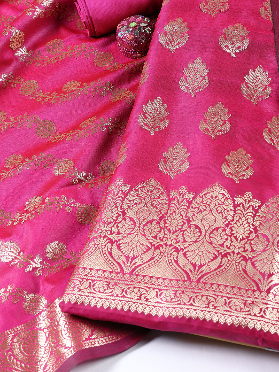 Woven Chanderi Unstitched Suit Piece With Dupatta
