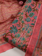 Printed Cotton Blend Unstitched Suit With Dupatta