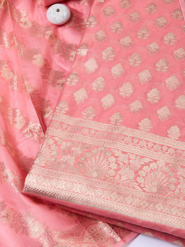 Woven Chanderi Unstitched Suit With Dupatta