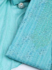 Neck Embroidery Linen Unstitched Suit With Dupatta
