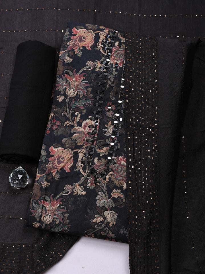 Embroidered Cotton Unstitched Suit With Pant &amp; Dupatta