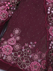 Embroidered Chinon Unstitched Suit With Dupatta