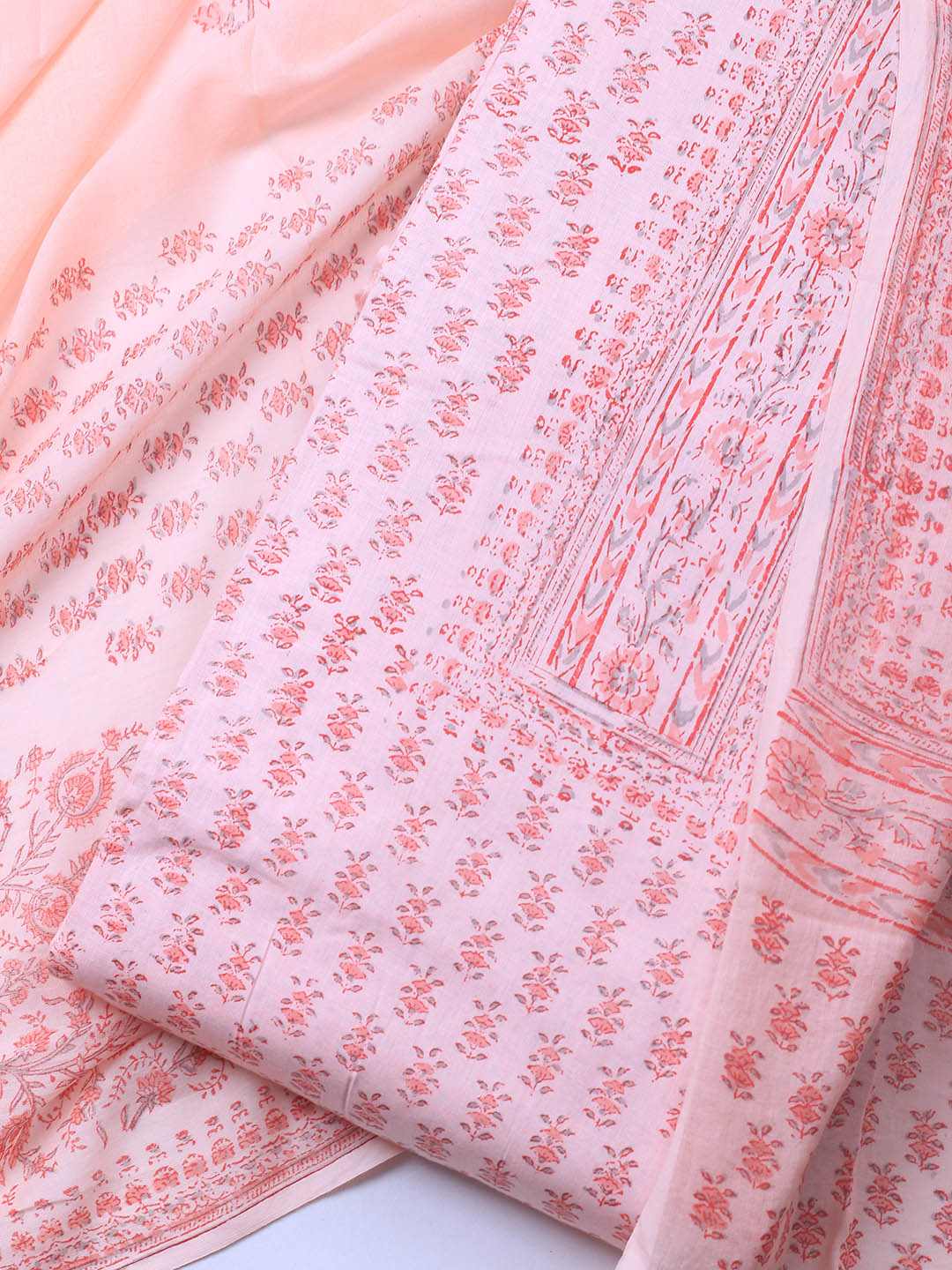 Printed Cotton Blend Unstitched Suit Piece With Dupatta