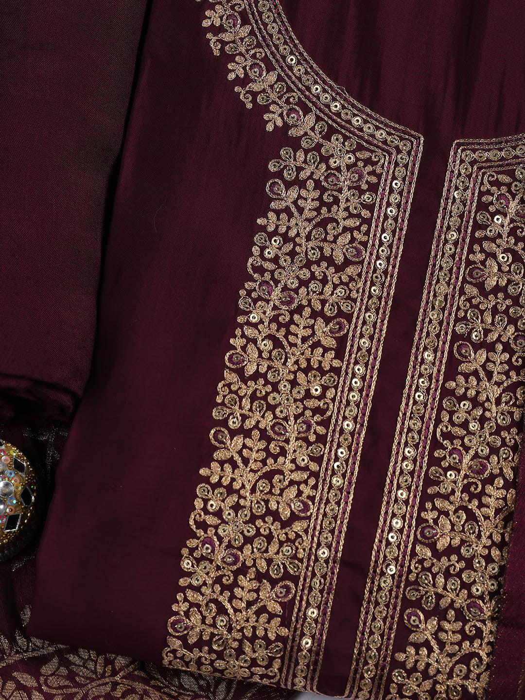 Embroidered Chanderi Unstitched Suit Piece With Dupatta