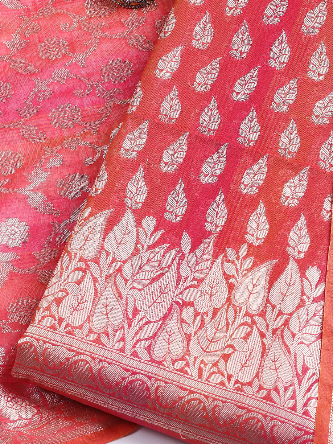 Woven Chanderi Unstitched Suit With Dupatta