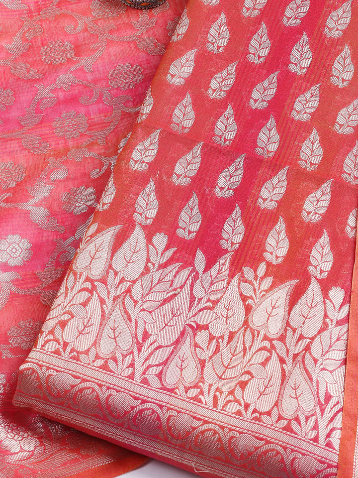 Woven Chanderi Unstitched Suit With Dupatta