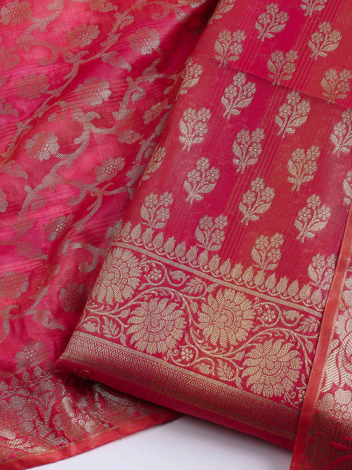 Rani Woven Design Chanderi Unstitched Dress Material