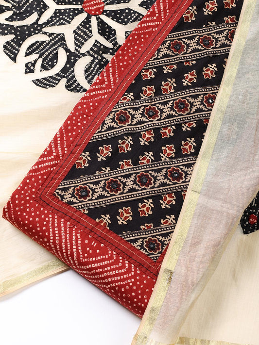 Printed Cotton Blend Unstitched Suit Piece With Dupatta