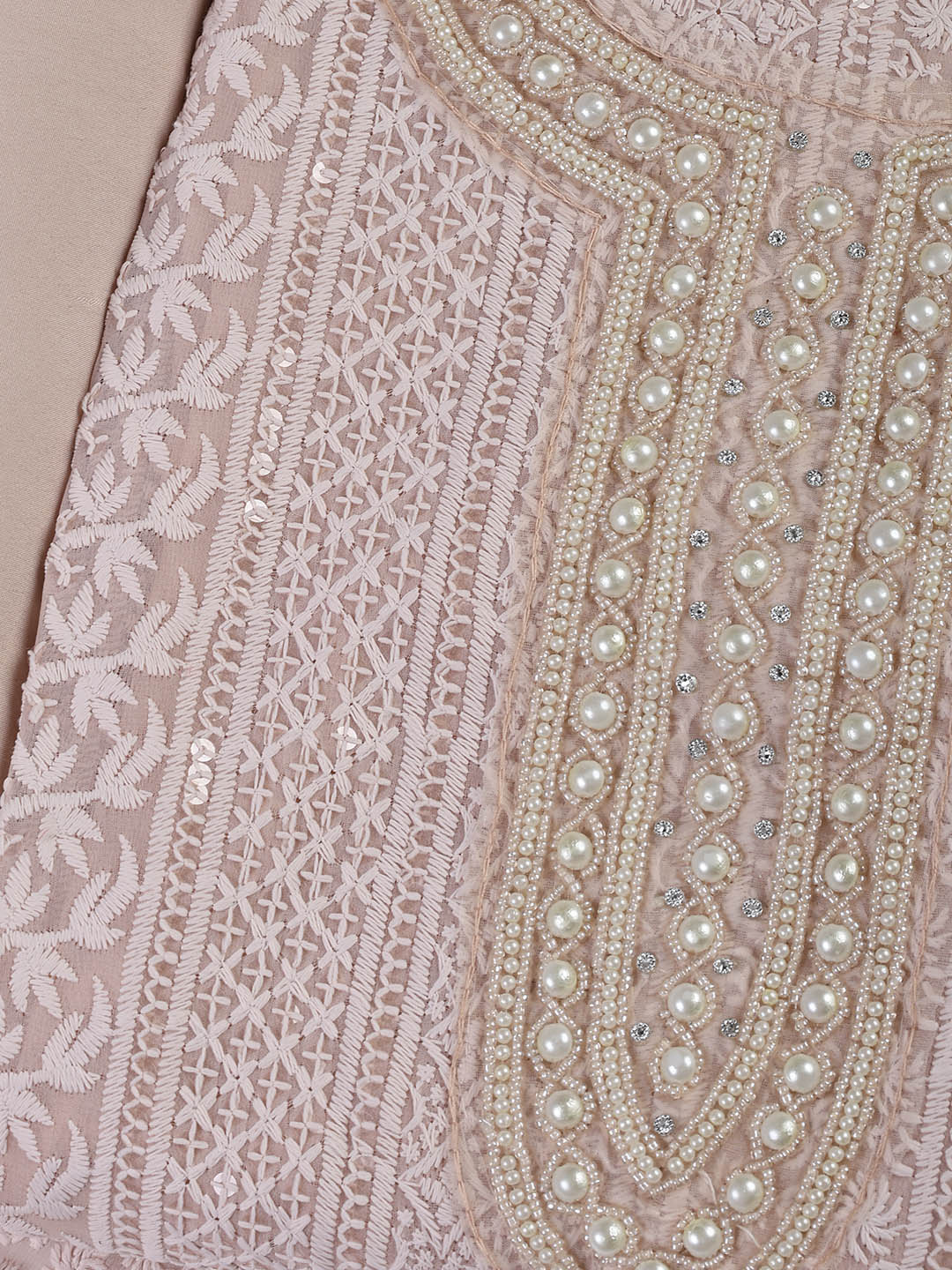 Chiken Work Georgette Unstitched Suit With Dupatta