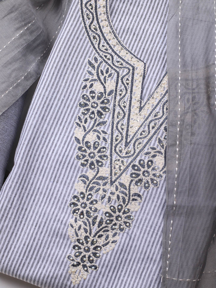 Neck Embroidery Cotton Blend Unstitched Suit With Dupatta
