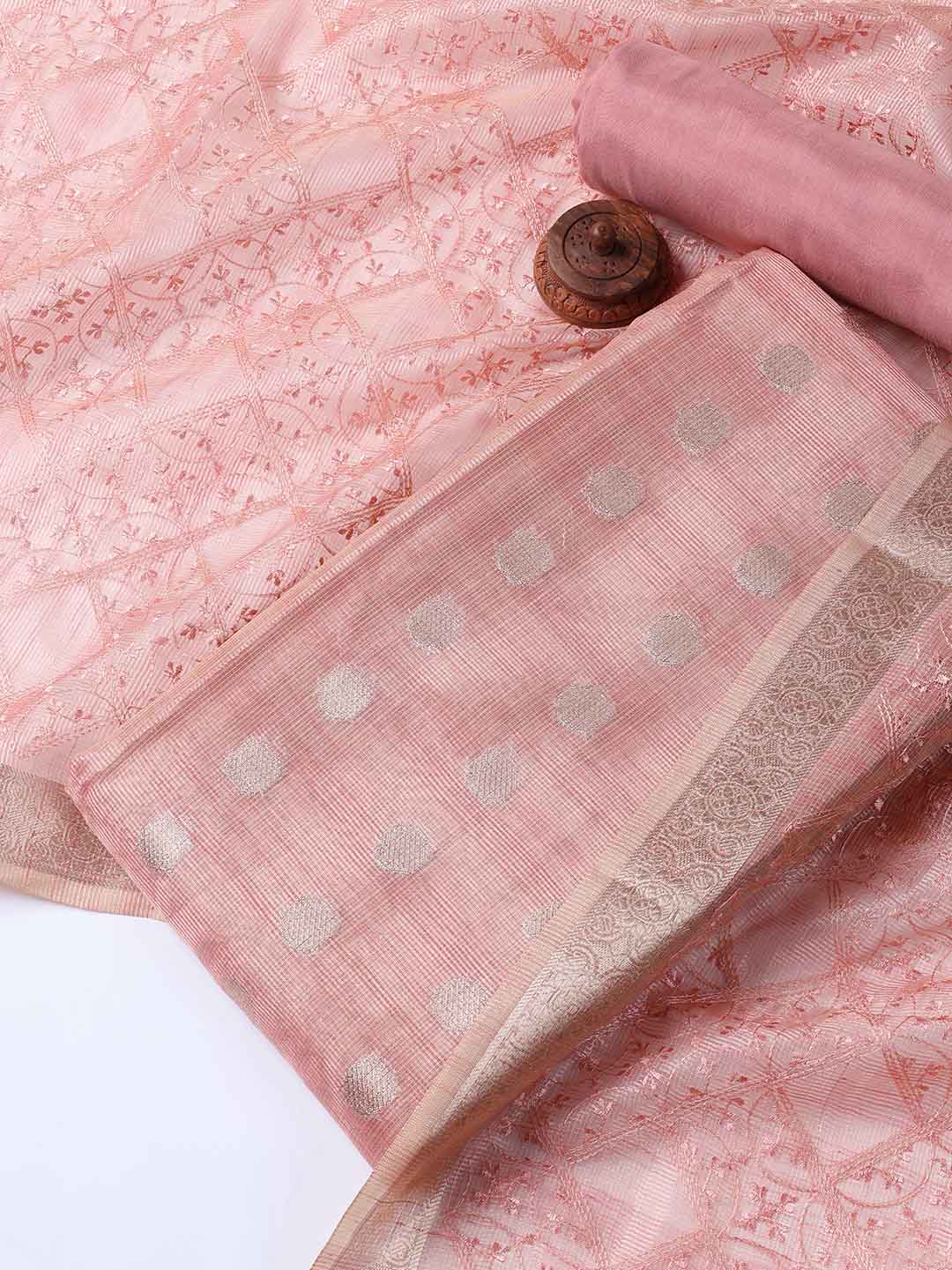 Woven Tissue Unstitched Suit With Dupatta