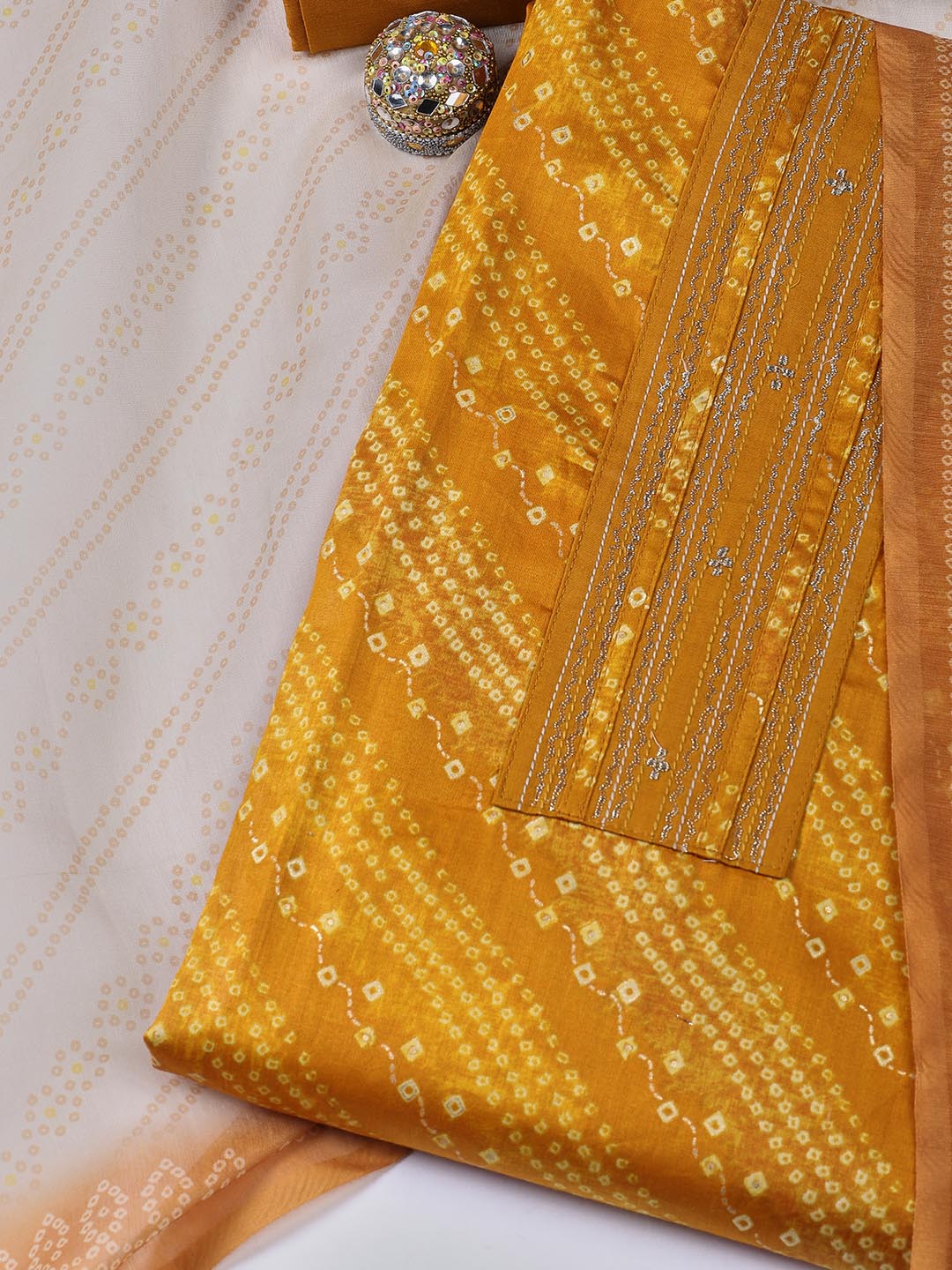 Peinted Cotton Blend Unstitched Suit With Dupatta