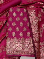 Woven Banarasi Chanderi Unstitched Suit With Dupatta