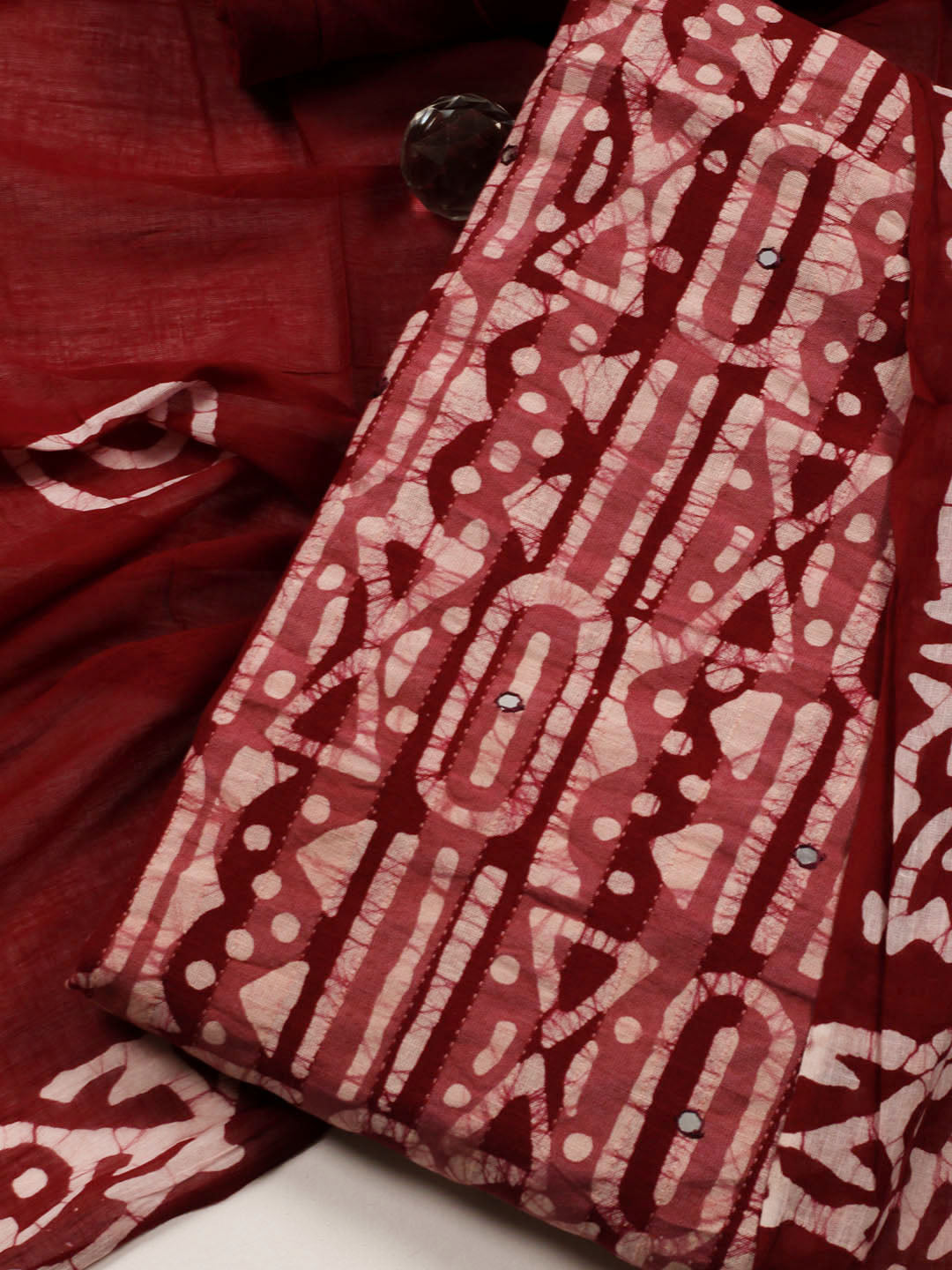 Printed Cotton Blend Unstitched Suit With Dupatta