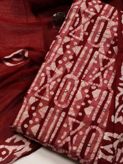 Printed Cotton Blend Unstitched Suit With Dupatta
