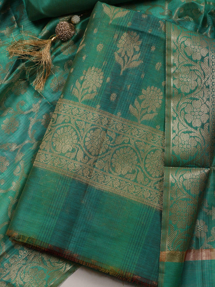 Woven Chanderi Unstitched Suit With Dupatta