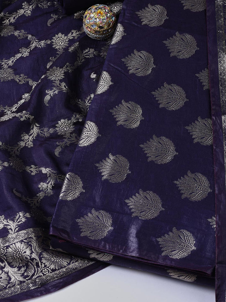 Woven Chanderi Unstitched Suit With Dupatta