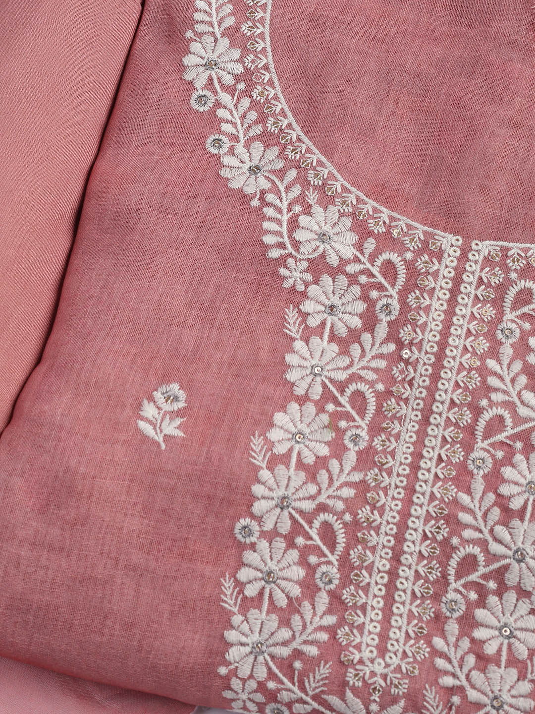 Embroidered Chanderi Unstitched Suit Piece With Dupatta