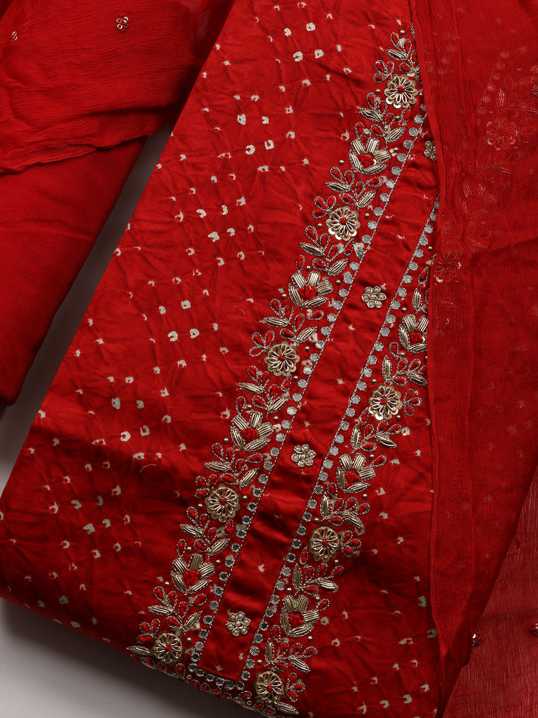 Neck Patti Cotton Blend Unstitched Suit Piece With Dupatta
