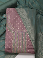 Neck Embroidered Unstitched Suit With Dupatta