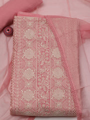 Embroidered Chanderi Unstitched Suit Piece With Dupatta