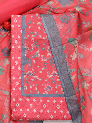 Printed Cotton Blend Unstitched Suit With Dupatta