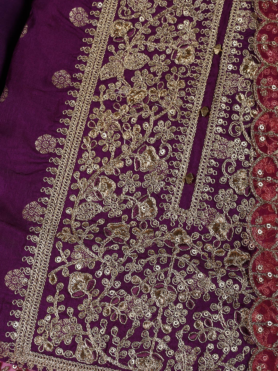 Embroidered Chanderi Unstitched Suit With Dupatta